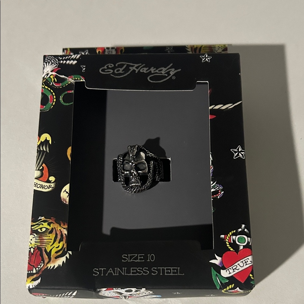 Y2K style Edd hardy stainless steal ring